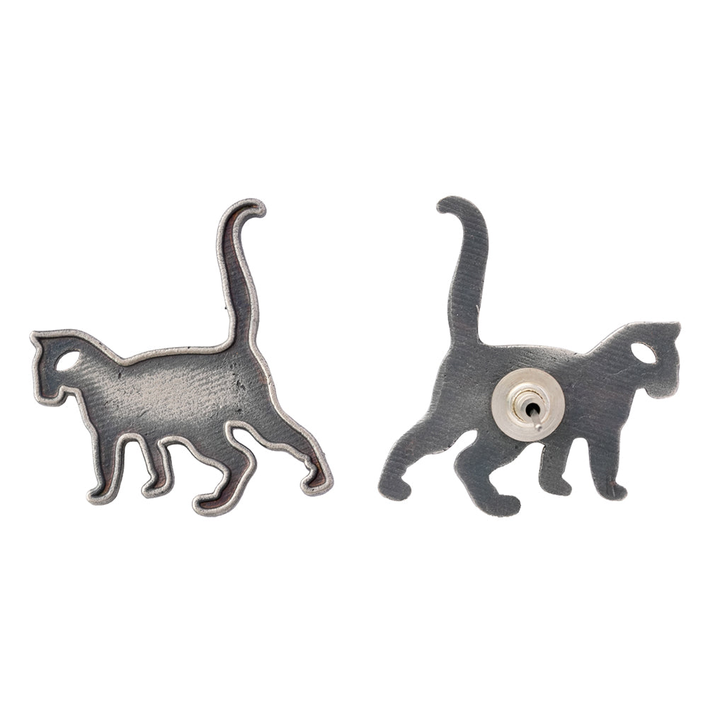 Marjari- Silver Brass oxidised stud earrings