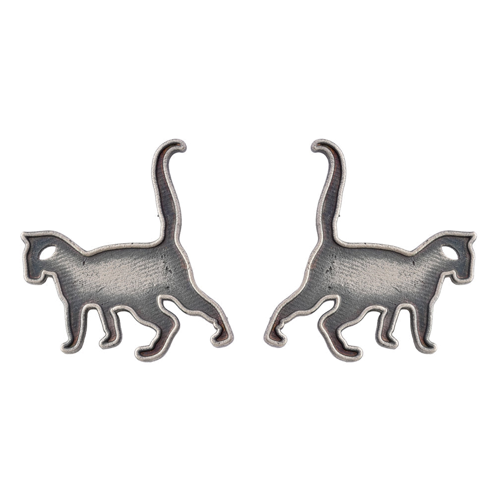 Marjari- Silver Brass oxidised stud earrings