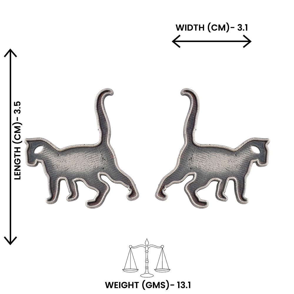 Marjari- Silver Brass oxidised stud earrings