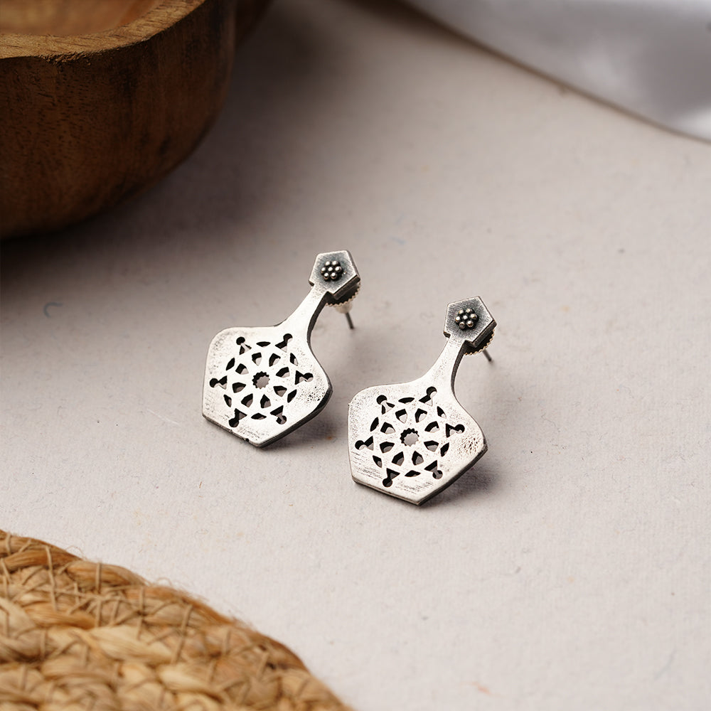 Matira- Silver Brass oxidised stud earrings