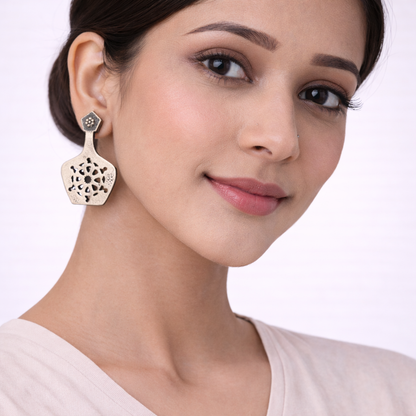 Matira- Silver Brass oxidised stud earrings