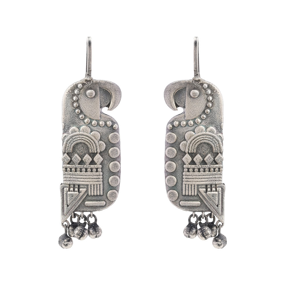 Kalrav – Silver-Toned Handcrafted Brass Stud Earrings