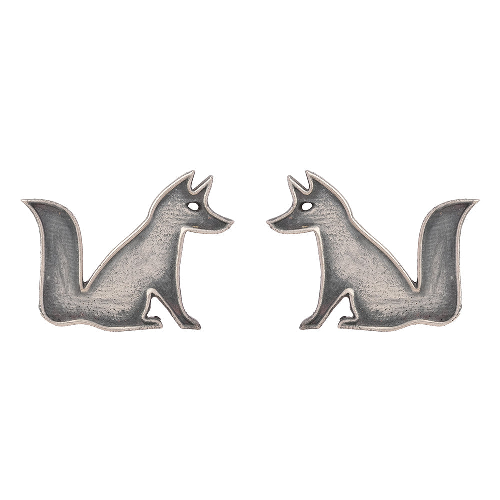 Chatur- Silver Brass oxidised stud earrings