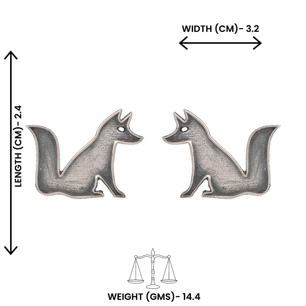 Chatur- Silver Brass oxidised stud earrings