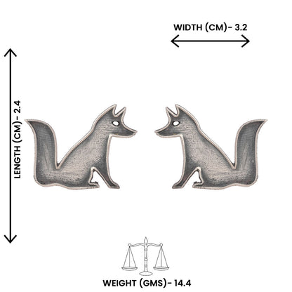 Chatur- Silver Brass oxidised stud earrings