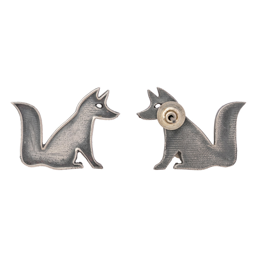 Chatur- Silver Brass oxidised stud earrings