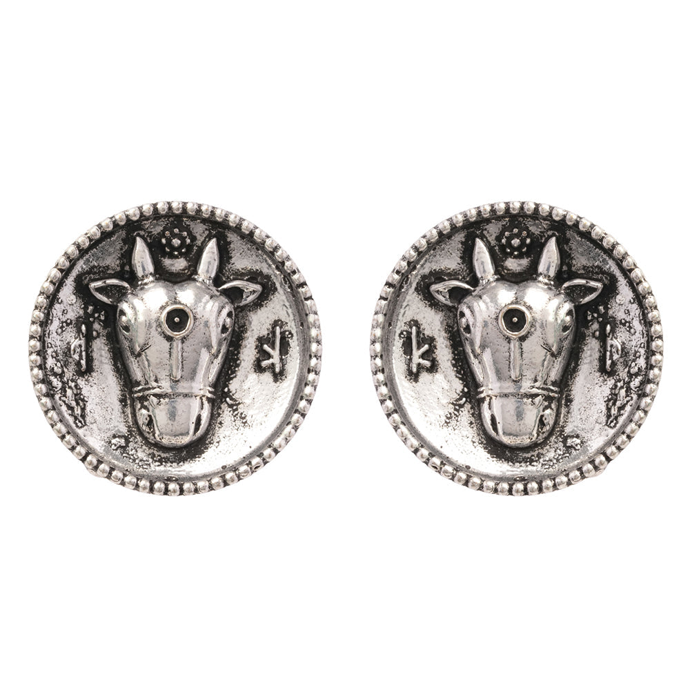 Rupvrish- Silver Brass oxidised stud earrings