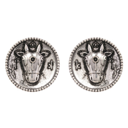 Rupvrish- Silver Brass oxidised stud earrings