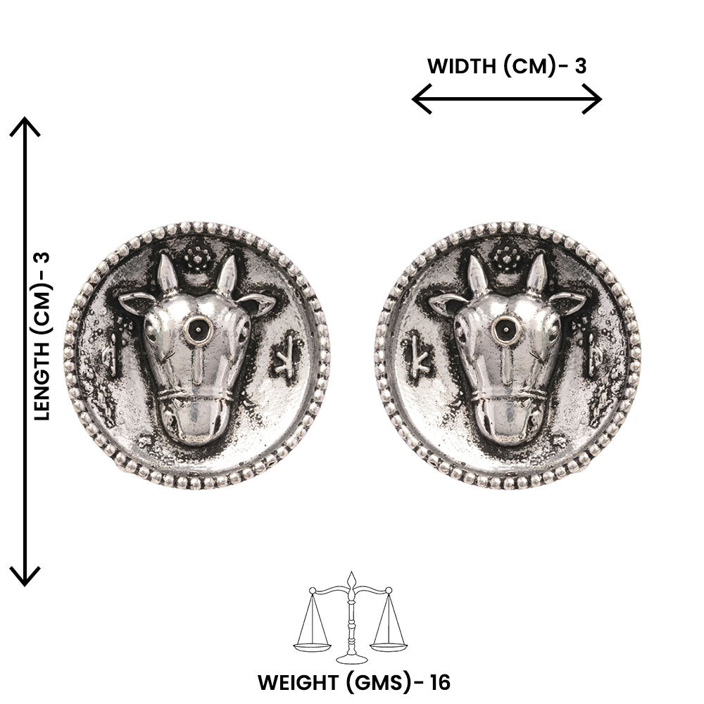 Rupvrish- Silver Brass oxidised stud earrings