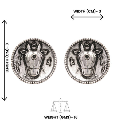 Rupvrish- Silver Brass oxidised stud earrings