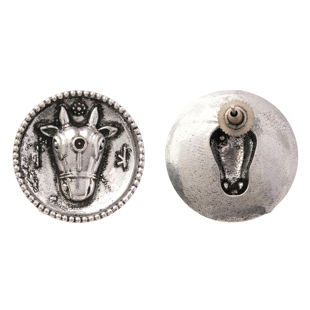 Rupvrish- Silver Brass oxidised stud earrings