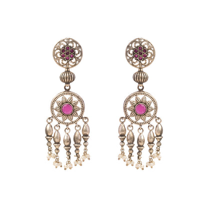 Amara- Silver Brass Pearl dangler earrings
