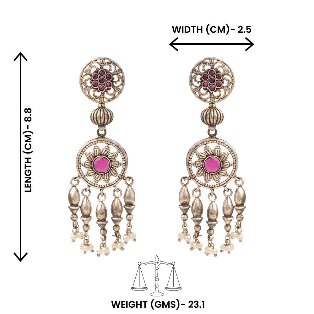 Amara- Silver Brass Pearl dangler earrings