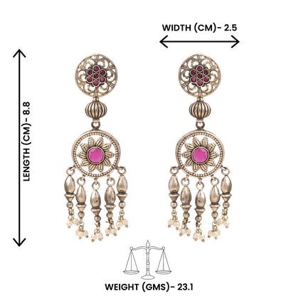 Amara- Silver Brass Pearl dangler earrings