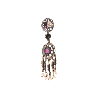 Amara- Silver Brass Pearl dangler earrings
