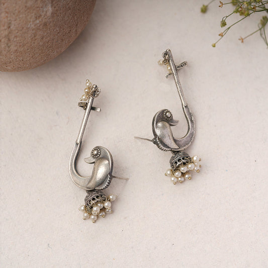 Kalashree- Silver Brass oxidised dangler earrings