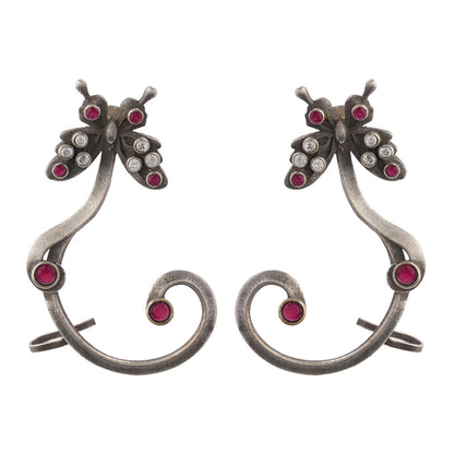 Shyamroop- Silver Brass Oxidised Dangler Earrings