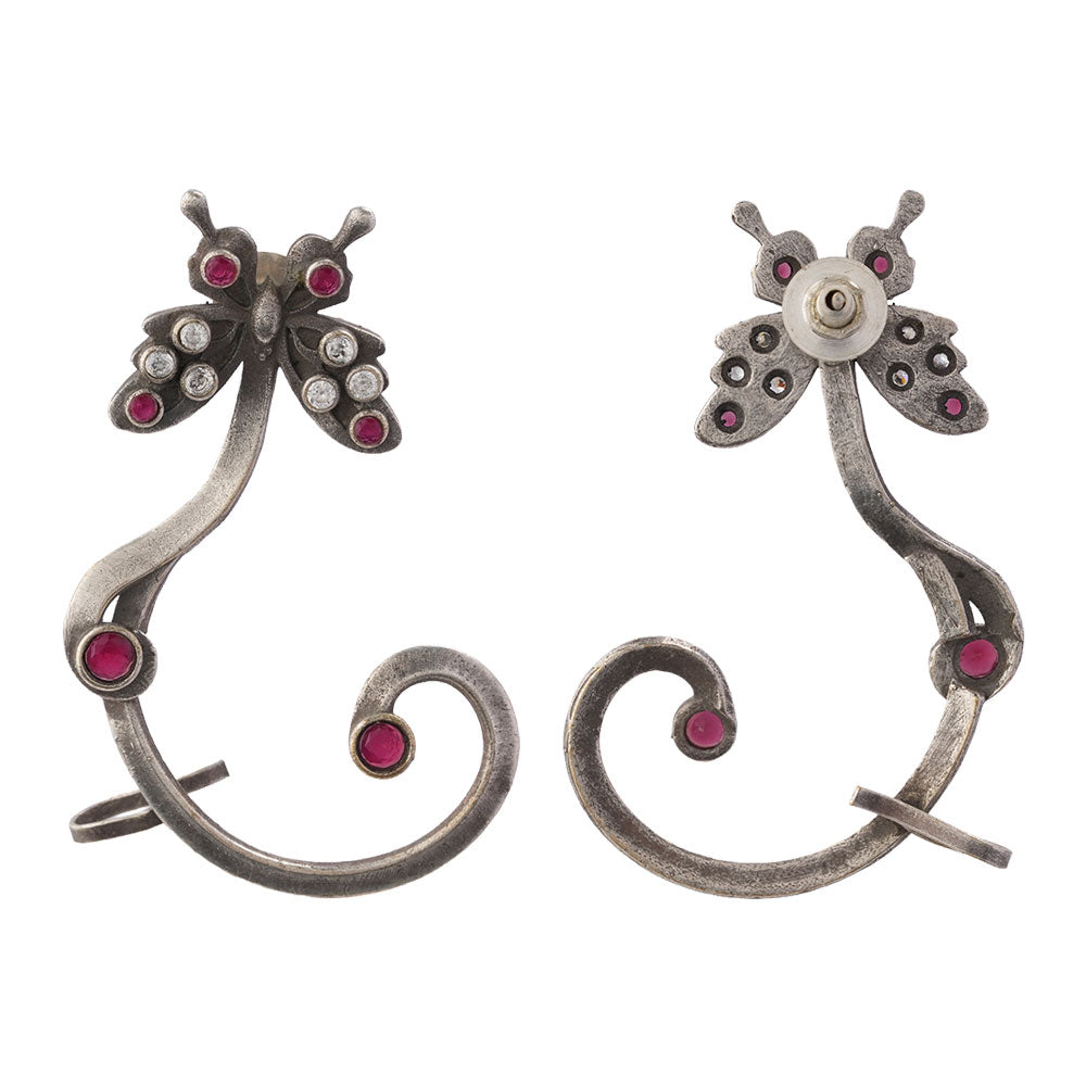 Shyamroop- Silver Brass Oxidised Dangler Earrings