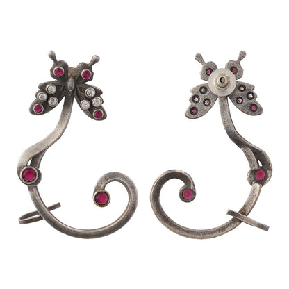 Shyamroop- Silver Brass Oxidised Dangler Earrings
