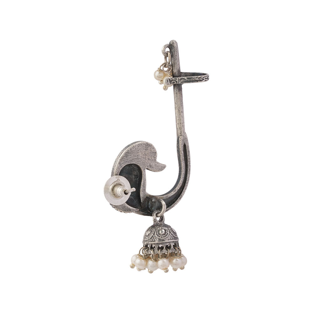 Kalashree- Silver Brass oxidised dangler earrings