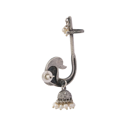 Kalashree- Silver Brass oxidised dangler earrings