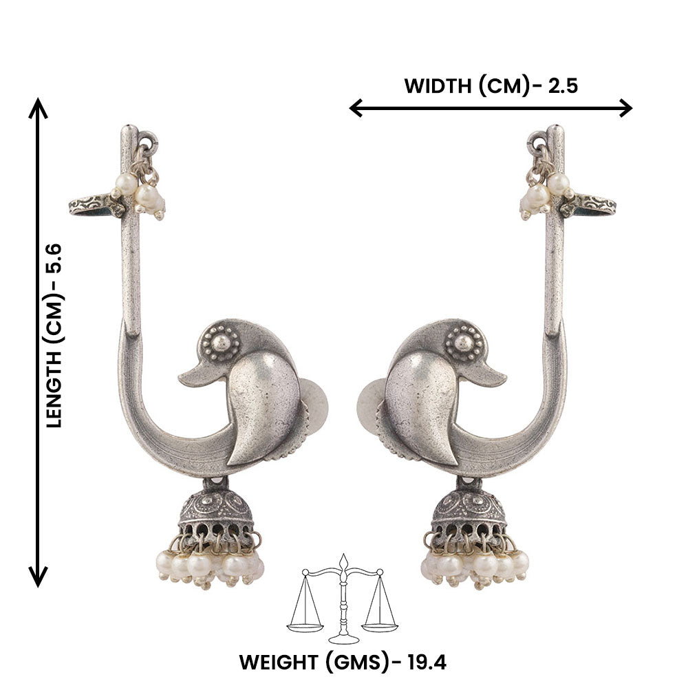 Kalashree- Silver Brass oxidised dangler earrings