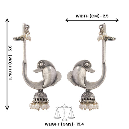 Kalashree- Silver Brass oxidised dangler earrings