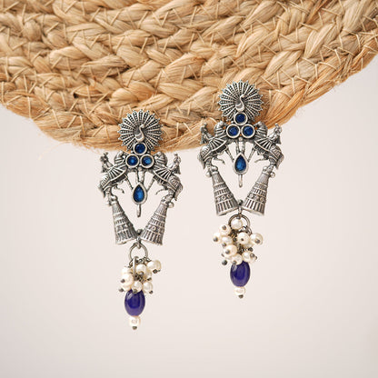 Ashwrohi- Silver Brass Pearl dangler earrings
