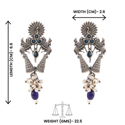 Ashwrohi- Silver Brass Pearl dangler earrings