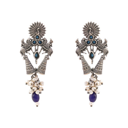 Ashwrohi- Silver Brass Pearl dangler earrings