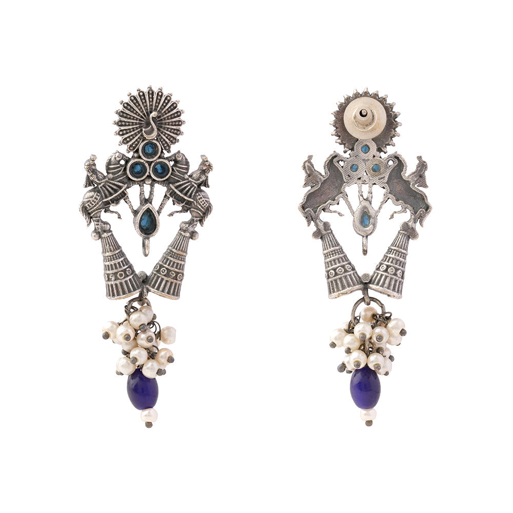 Ashwrohi- Silver Brass Pearl dangler earrings