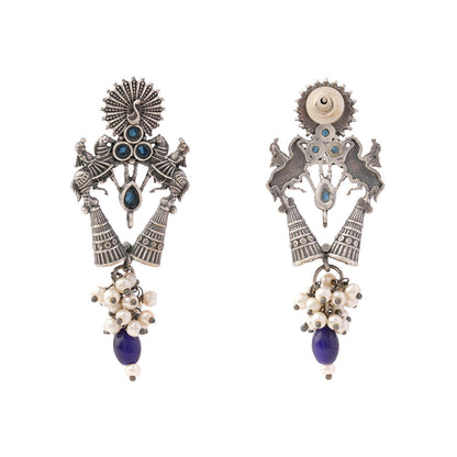 Ashwrohi- Silver Brass Pearl dangler earrings