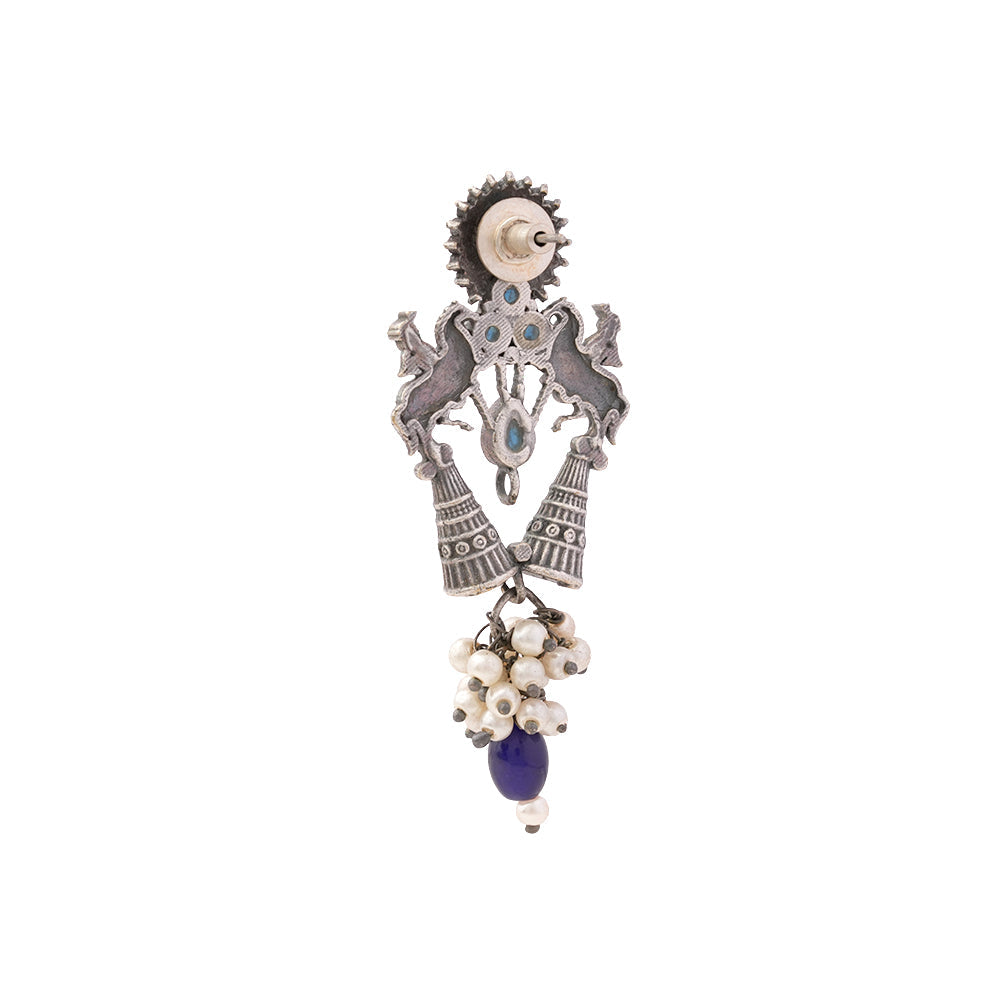 Ashwrohi- Silver Brass Pearl dangler earrings