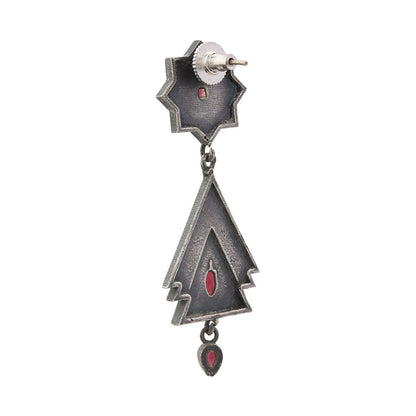 Triratna- Silver Brass Oxidised Jhumka earrings