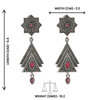 Triratna- Silver Brass Oxidised Jhumka earrings