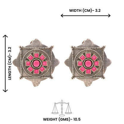 Laalima- Silver Brass Stud Oxidised Earrings