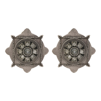 Laalima- Silver Brass Stud Oxidised Earrings
