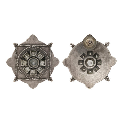 Laalima- Silver Brass Stud Oxidised Earrings