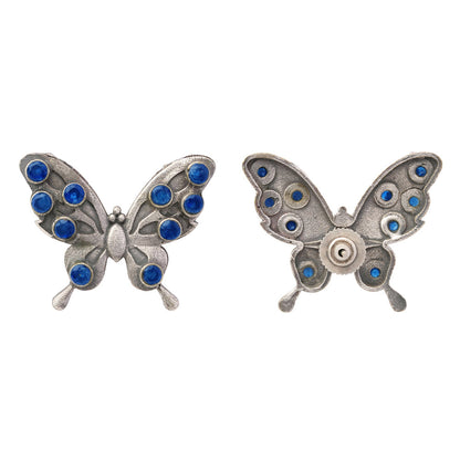 Titli- Silver oxidised stone studded stud earrings