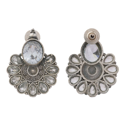 Roohini- Silver Brass Stone-Studded Stud Earrings