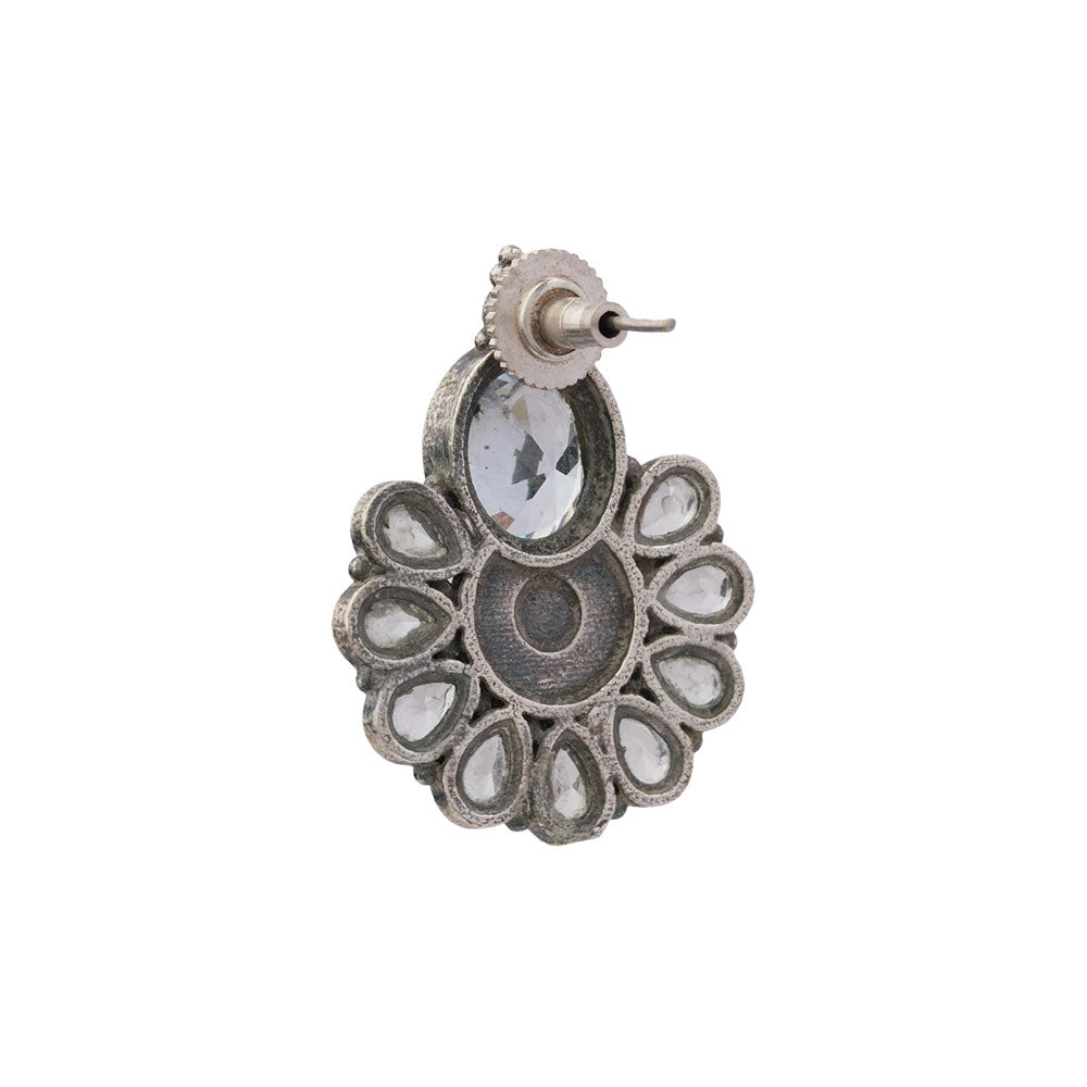 Roohini- Silver Brass Stone-Studded Stud Earrings
