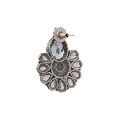 Roohini- Silver Brass Stone-Studded Stud Earrings