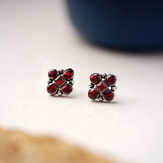 Gulal- Silver Brass Stone studded Stud Earrings