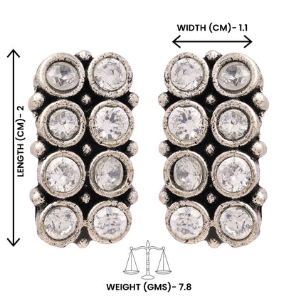 Roshni- Silver Brass Kundan Studded Stud Earrings