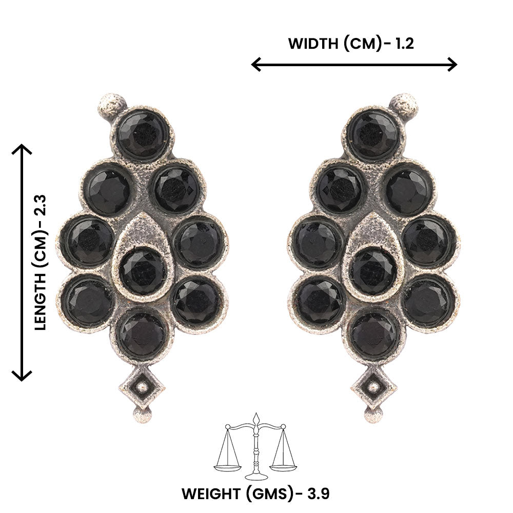 ShyamRatna- Silver Brass Stone-Studded Stud Earrings