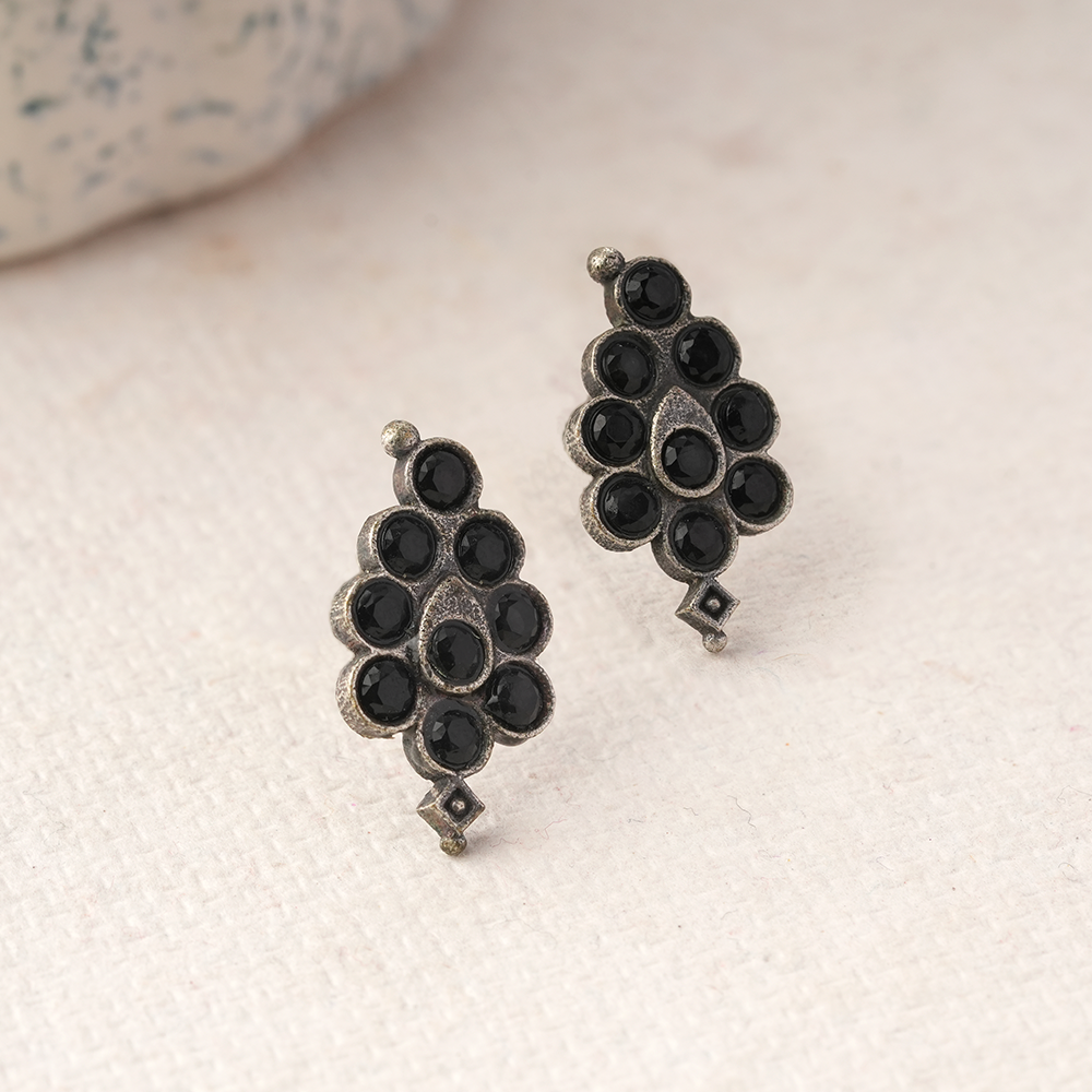 ShyamRatna- Silver Brass Stone-Studded Stud Earrings