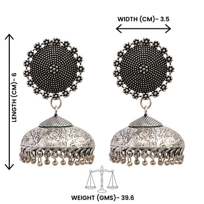 Zeenat- Silver oxidised brass jhumka earrings