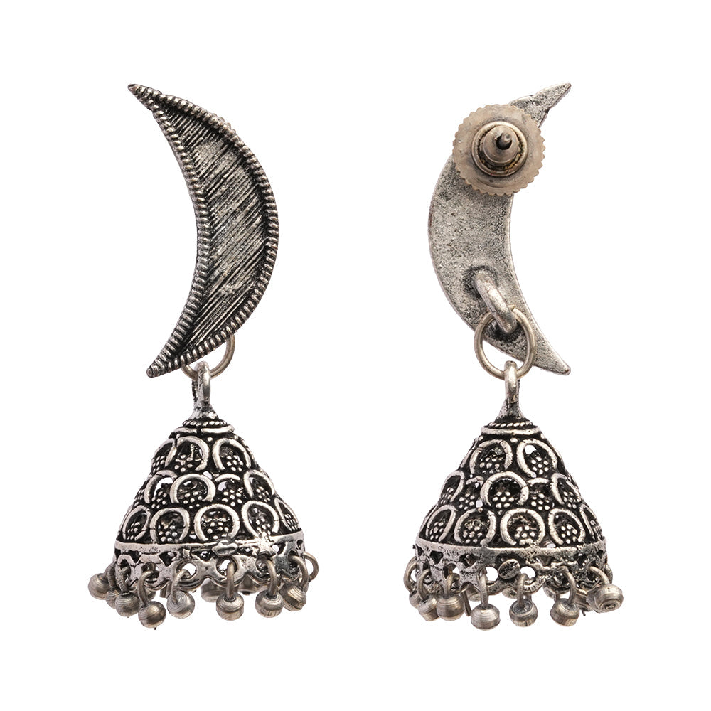 Shashi- Silver Brass oxidised dangler earrings