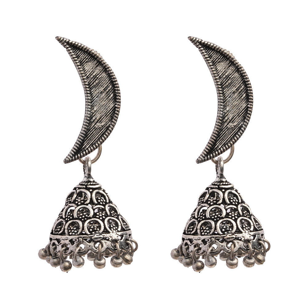 Shashi- Silver Brass oxidised dangler earrings