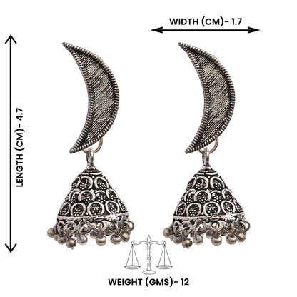 Shashi- Silver Brass oxidised dangler earrings
